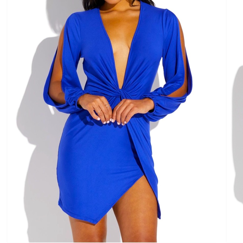 Knotted Drape Front Dress